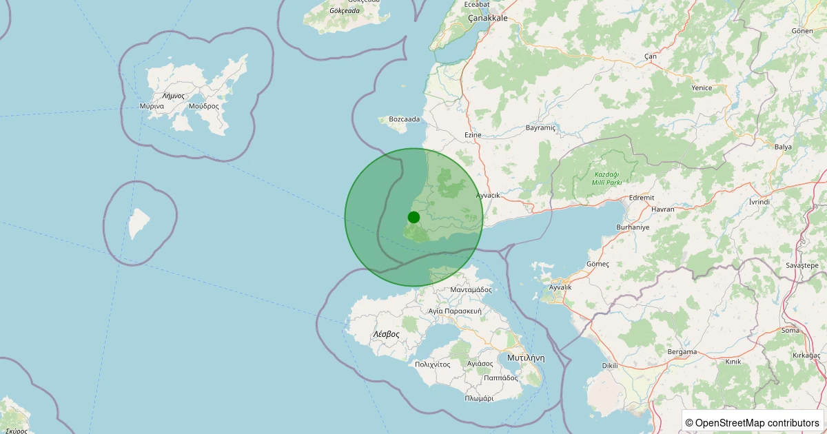 09 Aralık 2025 saat 02:45 - Ayvacık - Gülpınar Köyü - 1.70ml depreminin harita gösterimi