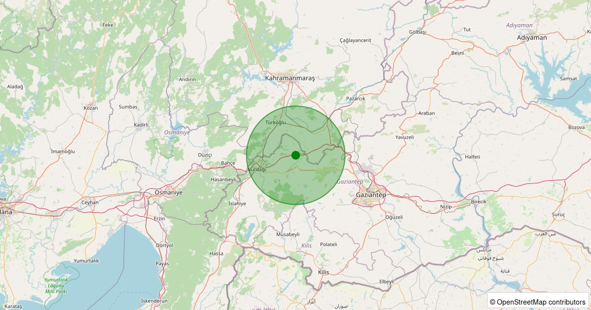 09 Aralık 2025 saat 04:59 - Nurdağı - Şatırhüyük - 1.10ml depreminin harita gösterimi