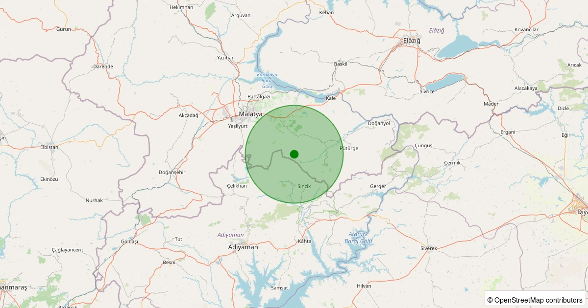 09 Aralık 2025 saat 05:21 - Battalgazi - Gülümuşağı Köyü - 1.10ml depreminin harita gösterimi