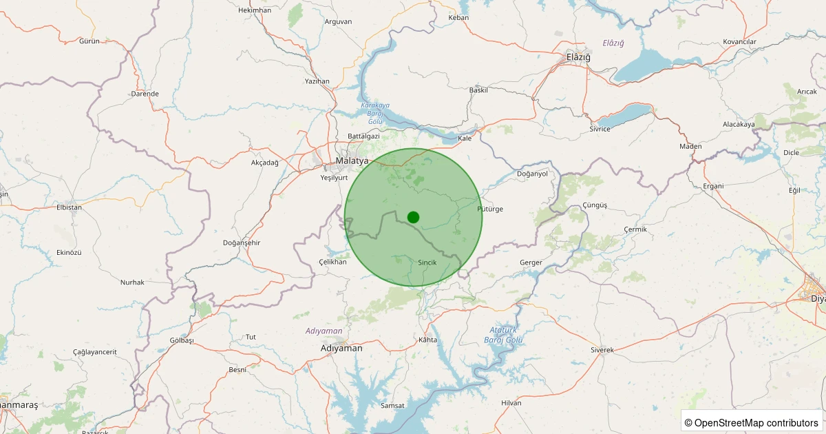 09 Aralık 2025 saat 05:21 - Battalgazi - Gülümuşağı Köyü - 1.10ML depreminin harita gösterimi