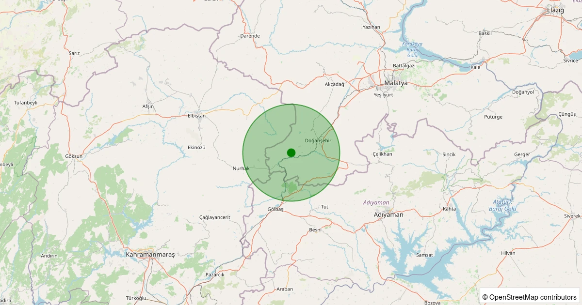 09 Aralık 2025 saat 04:34 - Doğanşehir - Elmalı - 1.20ml depreminin harita gösterimi