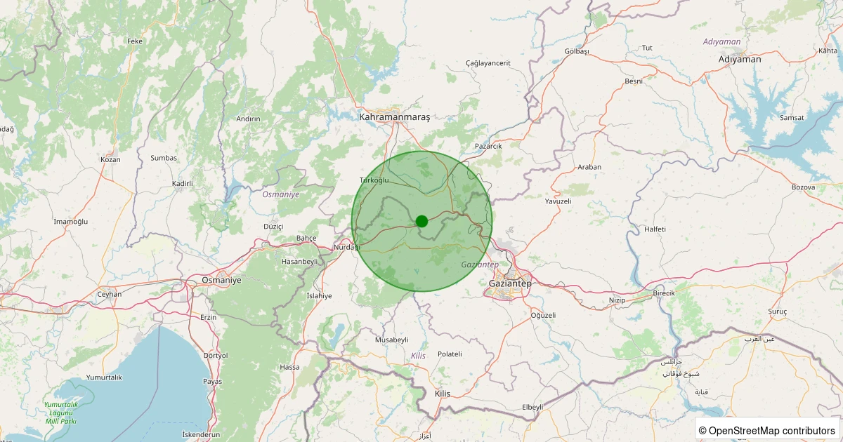 09 Aralık 2025 saat 04:59 - Pazarcık - Karahüyük - 1.20ml depreminin harita gösterimi