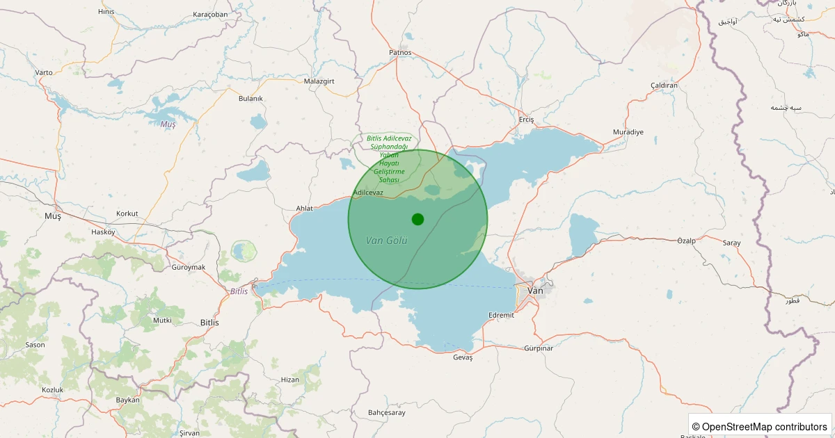 09 Aralık 2025 saat 05:35 - Adilcevaz - 1.70ml depreminin harita gösterimi