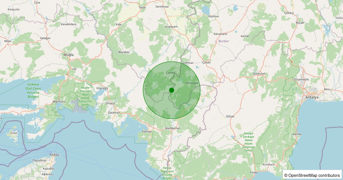 09 Aralık 2025 saat 07:58 - Çameli - Gürsu - 1.10ml depreminin harita gösterimi