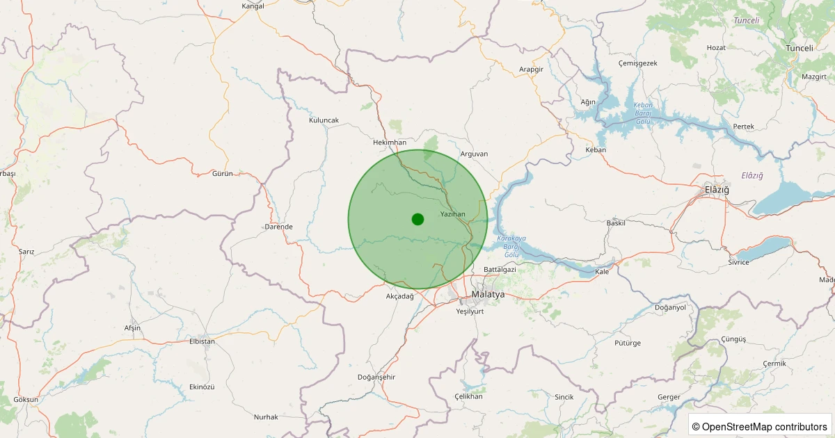 09 Aralık 2025 saat 07:51 - Yazıhan - İriağaç - 1.40ML depreminin harita gösterimi