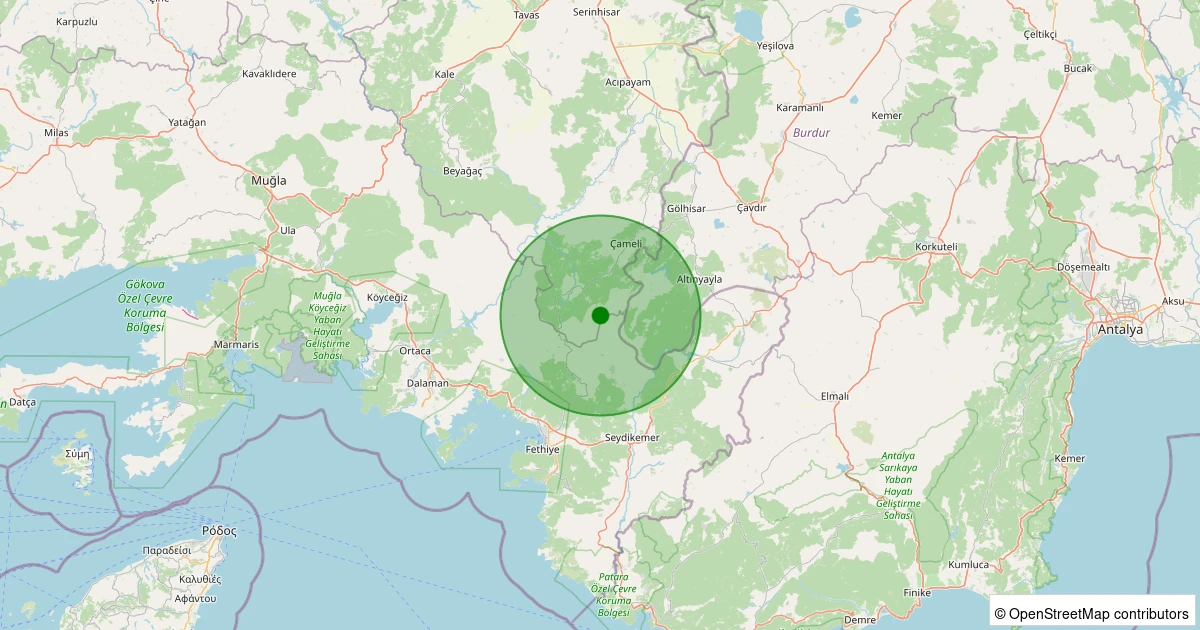 09 Aralık 2025 saat 08:11 - Çameli - Taşcılar - 1.00ml depreminin harita gösterimi