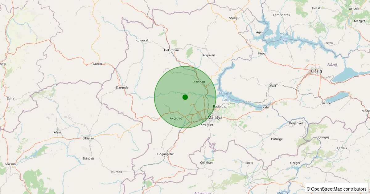 09 Aralık 2025 saat 08:00 - Akçadağ - Ilıcak - 1.60ml depreminin harita gösterimi