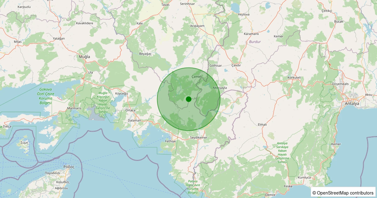 09 Aralık 2025 saat 08:11 - Çameli - Taşcılar - 1.00ML depreminin harita gösterimi