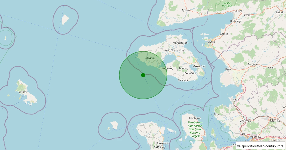 07 Aralık 2025 saat 11:13 - MIDILLI - 1.80ml depreminin harita gösterimi
