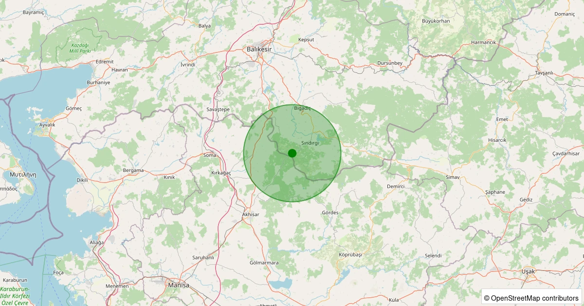 07 Aralık 2025 saat 10:01 - Sındırgı - Kertil - 1.30ml depreminin harita gösterimi