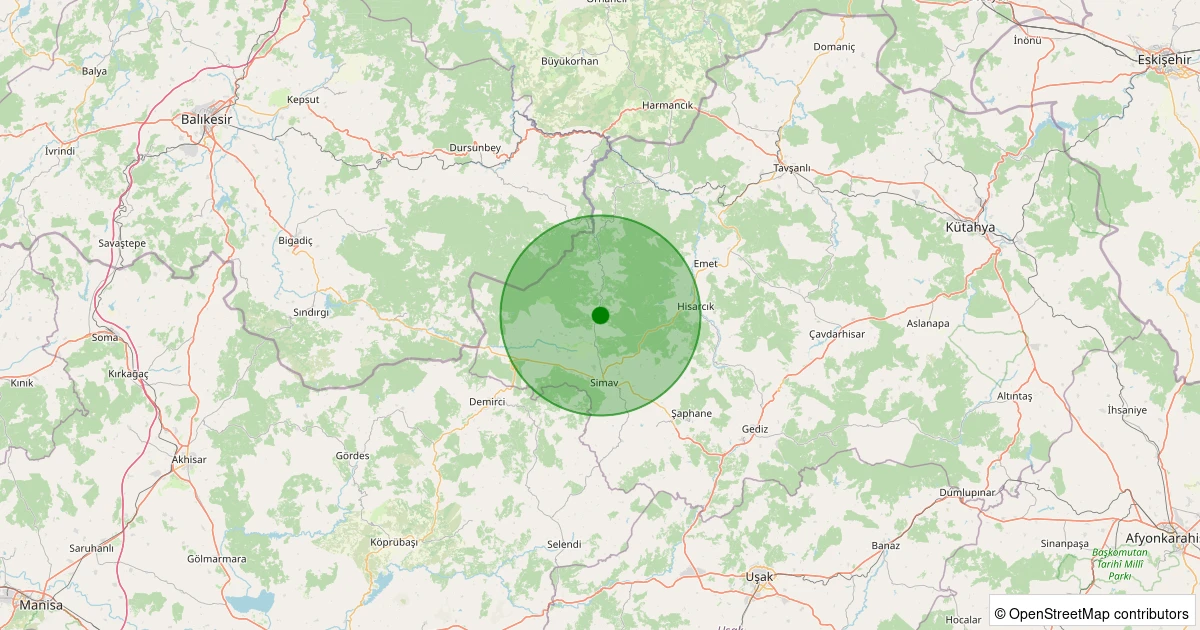 07 Aralık 2025 saat 09:10 - Simav - Yemişli Köyü - 0.80ml depreminin harita gösterimi