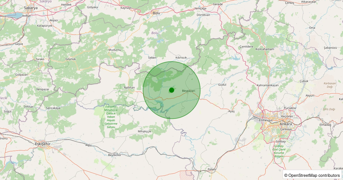 07 Aralık 2025 saat 07:15 - Beypazarı - Kuyucak - 1.80ml depreminin harita gösterimi