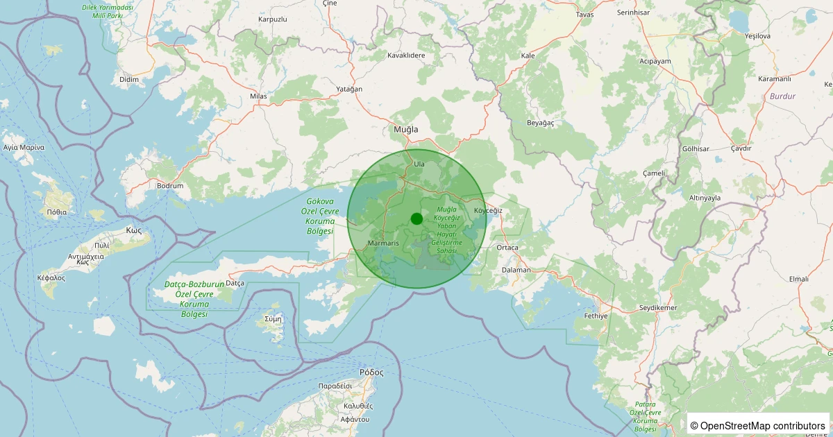 07 Aralık 2025 saat 07:13 - Marmaris - 0.90ml depreminin harita gösterimi