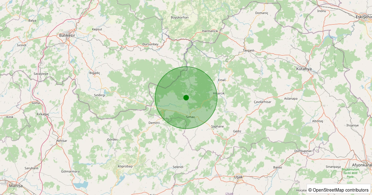 07 Aralık 2025 saat 05:59 - Simav - Hamzabey - 0.80ml depreminin harita gösterimi