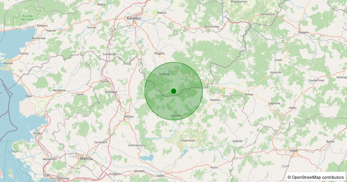 07 Aralık 2025 saat 05:09 - Sındırgı - Yüreğil/Yeni - 0.90ml depreminin harita gösterimi
