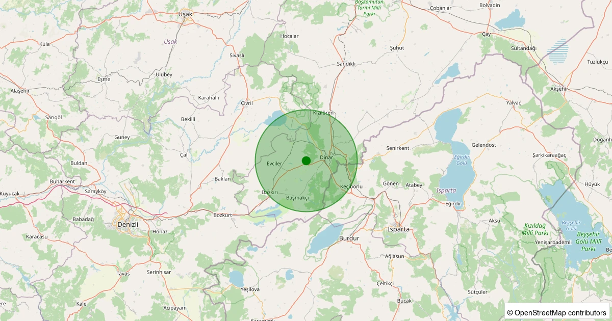 07 Aralık 2025 saat 04:39 - Dinar - Avdan Köyü - 1.80ml depreminin harita gösterimi