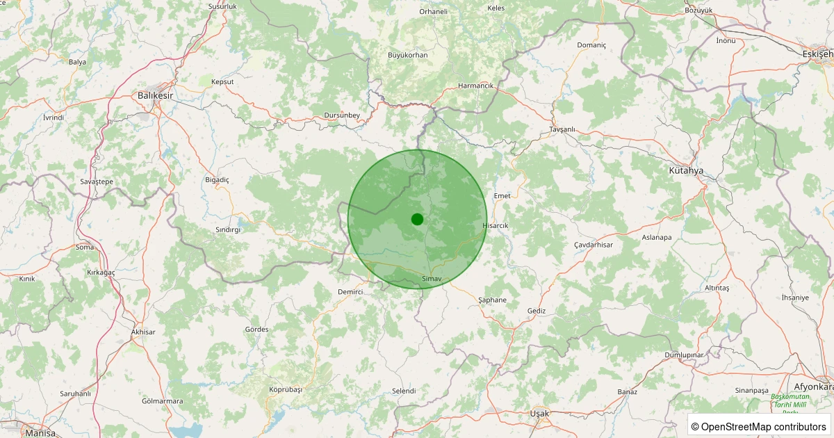 06 Aralık 2025 saat 02:44 - Simav - Karakoca Köyü - 0.90ml depreminin harita gösterimi
