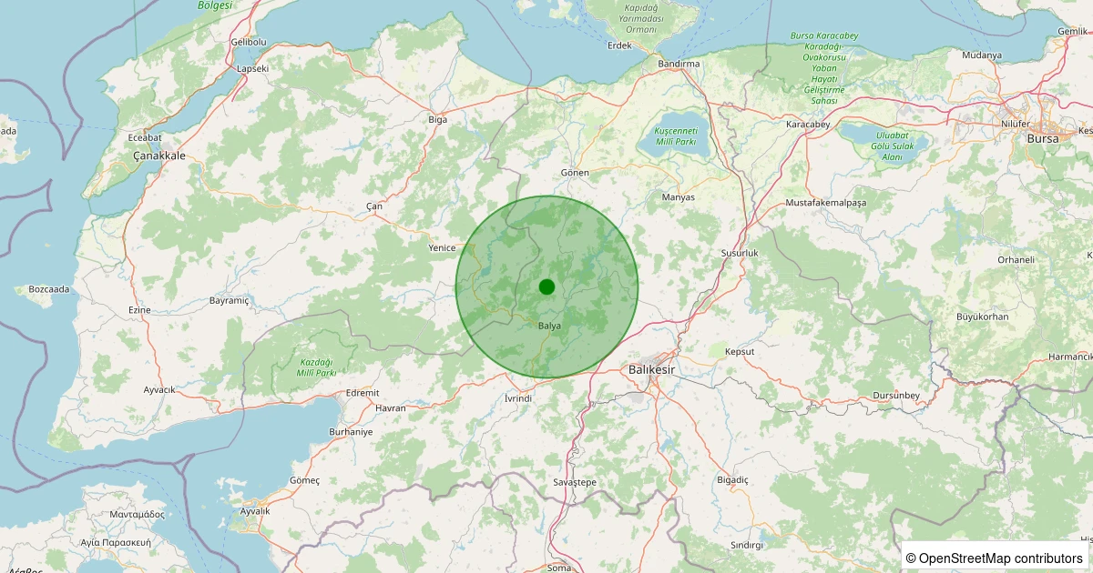 09 Aralık 2025 saat 06:58 - Balya - Göloba Köyü - 1.60ml depreminin harita gösterimi