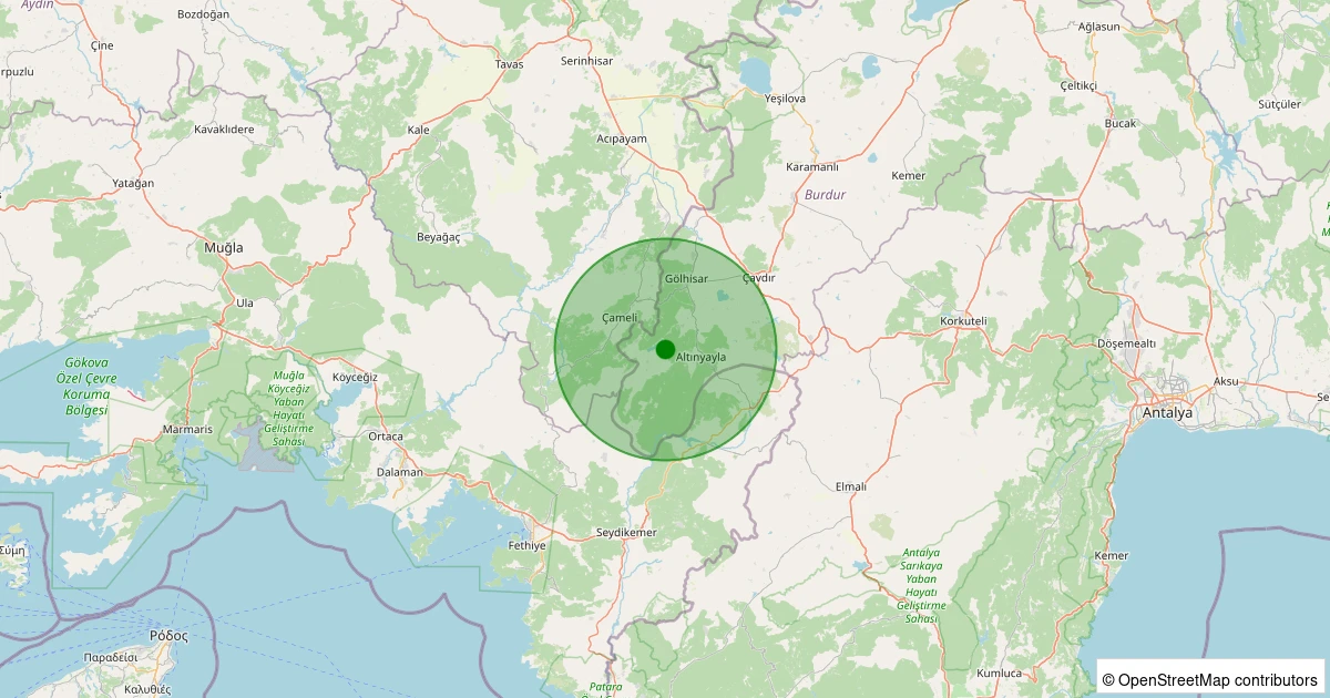09 Aralık 2025 saat 07:58 - Gölhisar - İbecik Köyü - 1.00ml depreminin harita gösterimi
