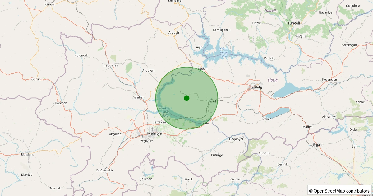 09 Aralık 2025 saat 12:07 - Baskil - Konalga Köyü - 2.20ml depreminin harita gösterimi