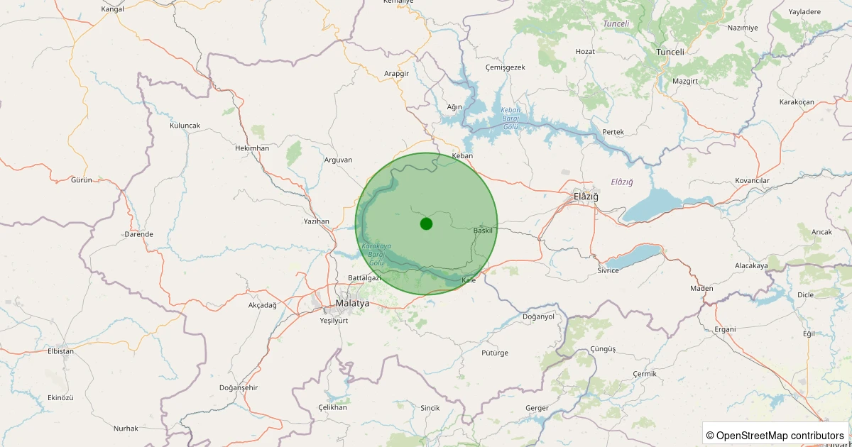 09 Aralık 2025 saat 12:07 - Baskil - Konalga Köyü - 2.20ML depreminin harita gösterimi