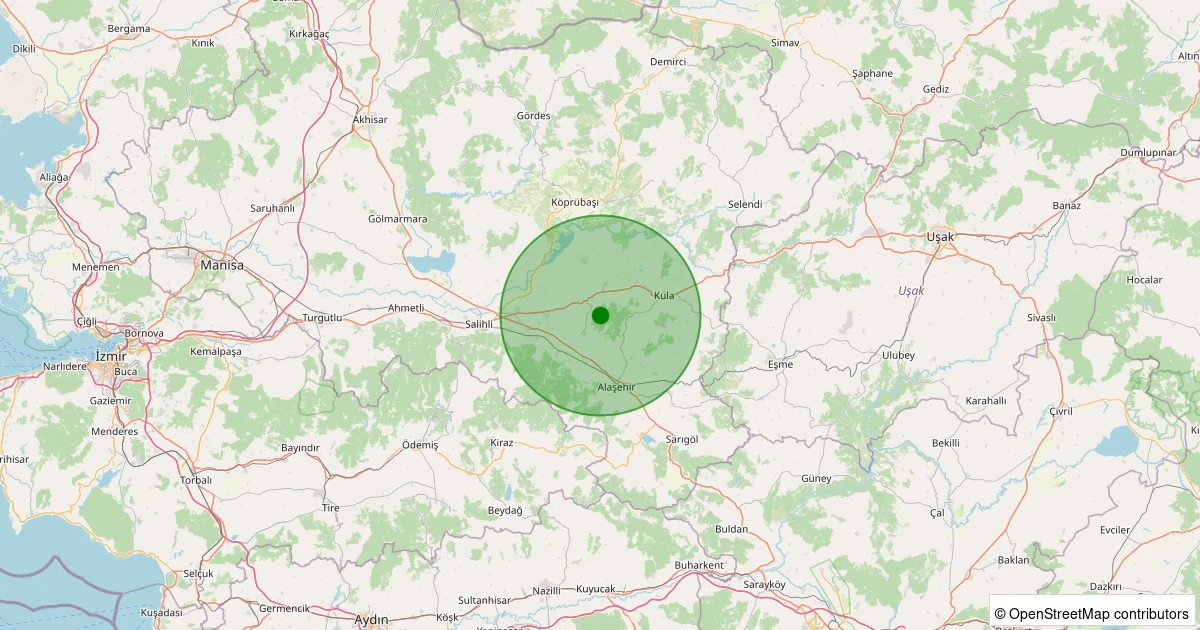 09 Aralık 2025 saat 13:25 - Kula - Esenyazı - 1.20ML depreminin harita gösterimi