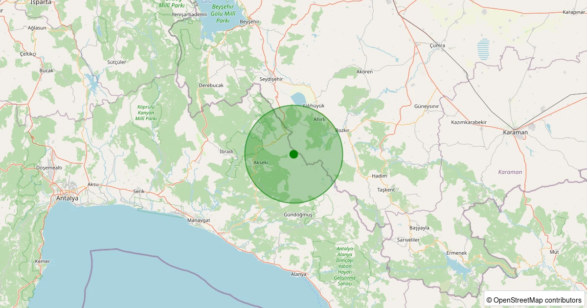 09 Aralık 2025 saat 13:29 - Akseki - 2.20ML depreminin harita gösterimi