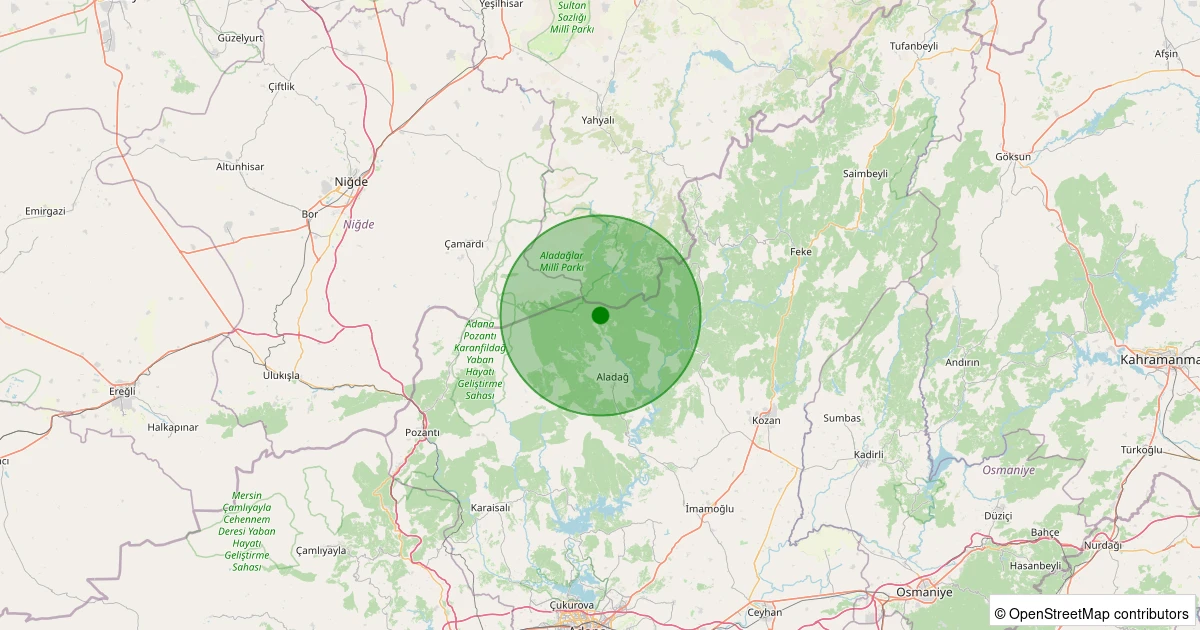 09 Aralık 2025 saat 13:53 - Aladağ - 1.80ML depreminin harita gösterimi