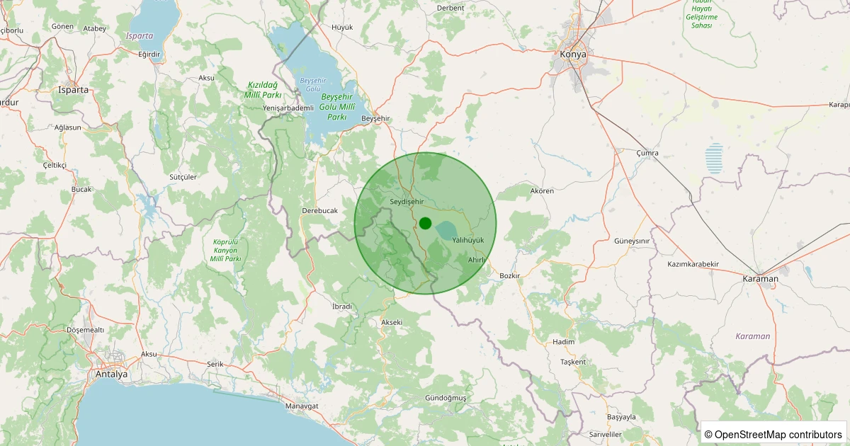 09 Aralık 2025 saat 15:03 - Seydişehir - Gölyüzü - 1.30ml depreminin harita gösterimi