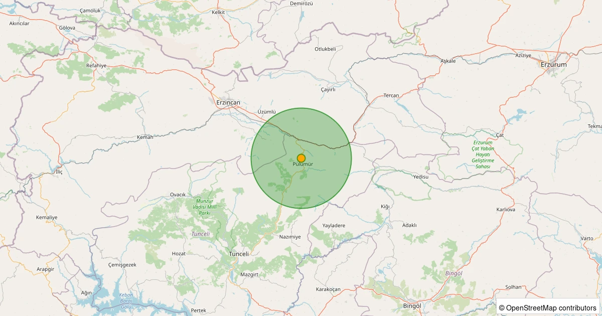 09 Aralık 2025 saat 15:34 - Pülümür - Merkez Muhtarlık - 4.20MW depreminin harita gösterimi