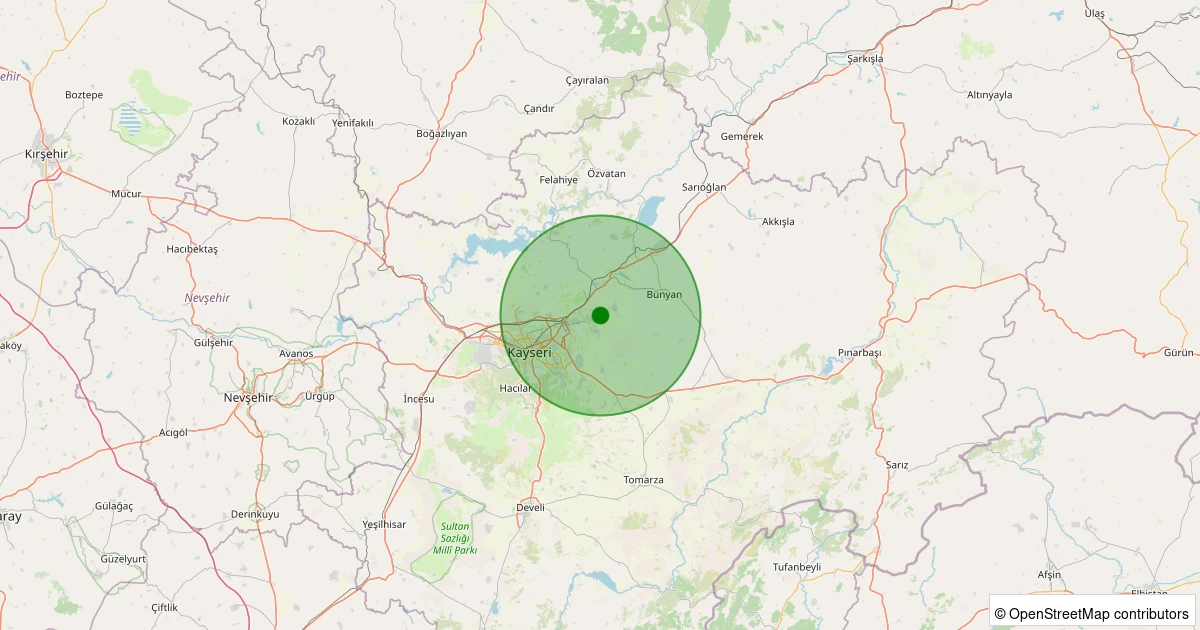 09 Aralık 2025 saat 16:30 - Melikgazi - Turan - 1.70ml depreminin harita gösterimi