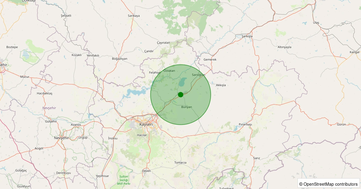 09 Aralık 2025 saat 16:30 - Bünyan - Büyüktuzhisar - 1.60ml depreminin harita gösterimi