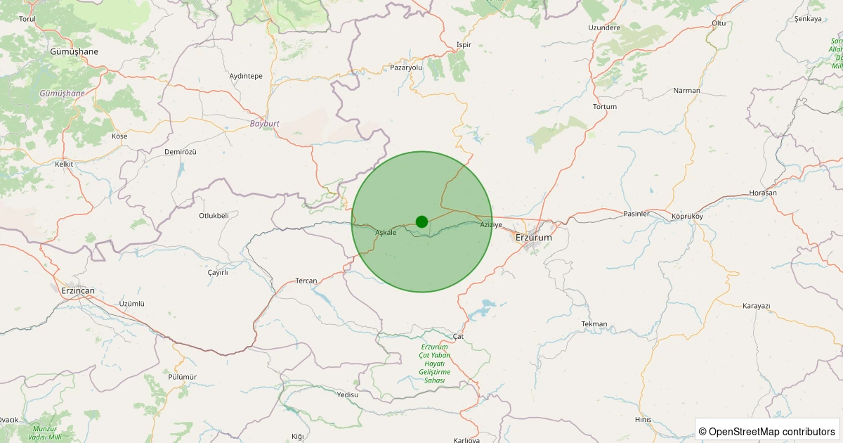 09 Aralık 2025 saat 17:14 - Aşkale - Çayköy - 0.90ML depreminin harita gösterimi