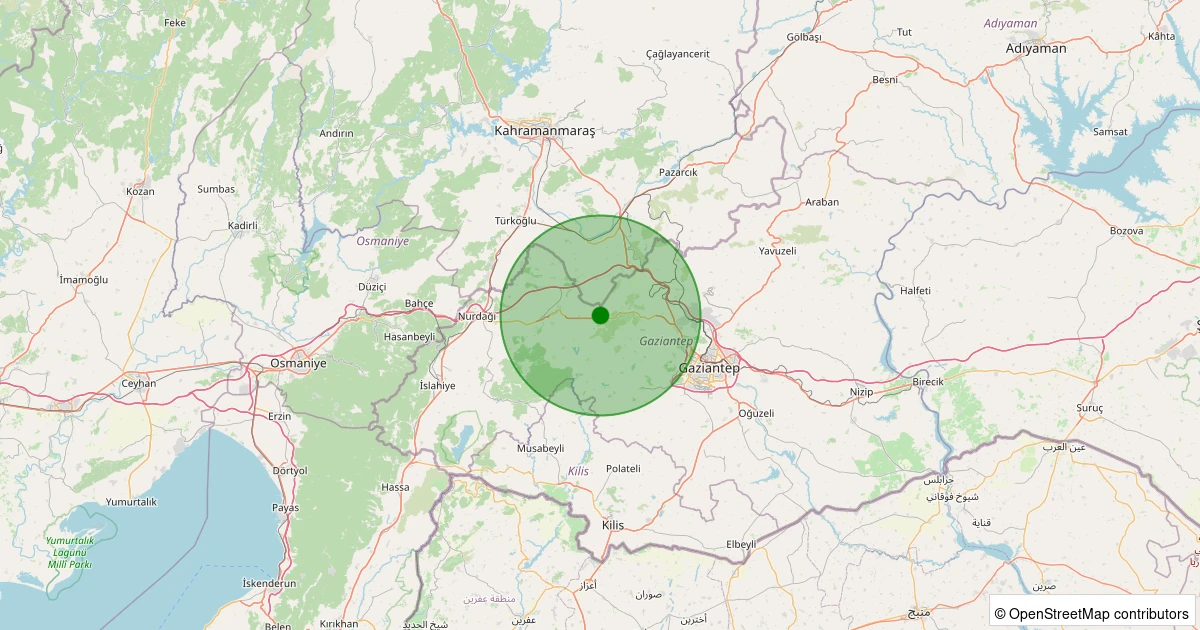 09 Aralık 2025 saat 19:51 - Şehitkamil - Yamaçoba - 2.10ml depreminin harita gösterimi