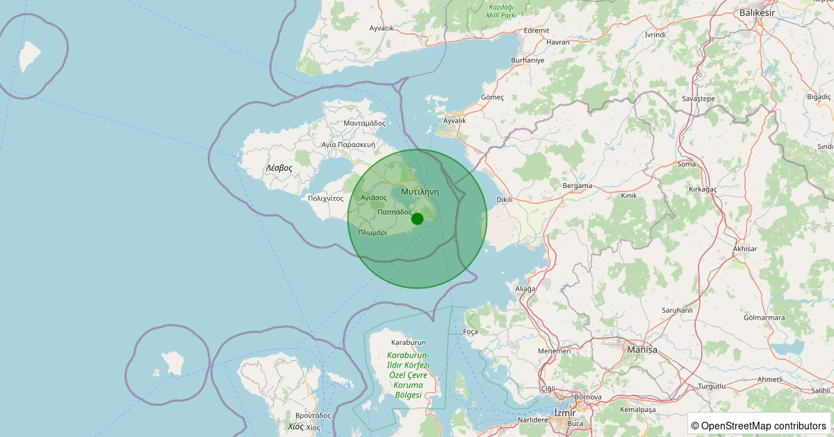 09 Aralık 2025 saat 21:00 - MIDILLI - 1.90ml depreminin harita gösterimi