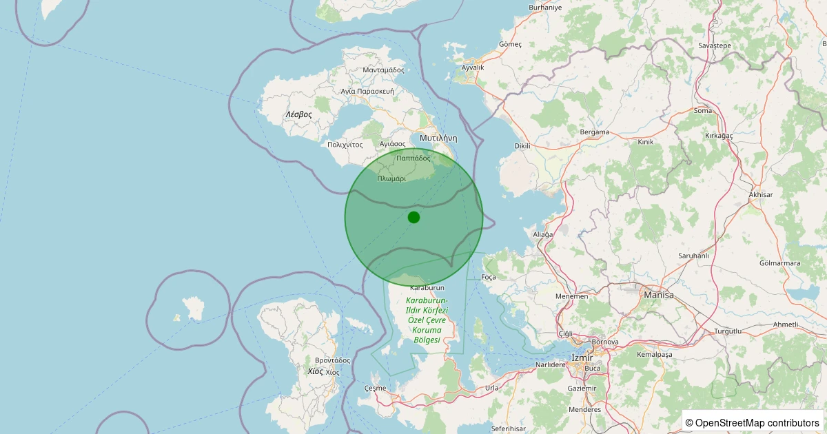 09 Aralık 2025 saat 21:00 - Ege Denizi - [21.50 km] Karaburun (İzmir) - 1.80ML depreminin harita gösterimi