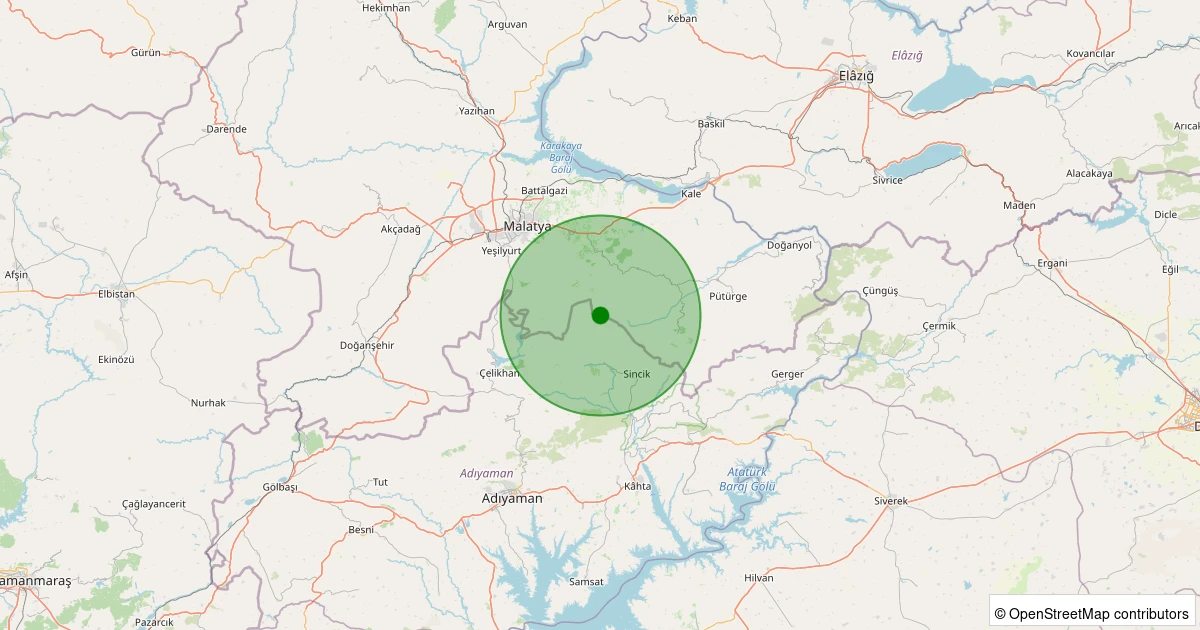 09 Aralık 2025 saat 23:19 - Sincik - Aksu Köyü - 1.30ml depreminin harita gösterimi