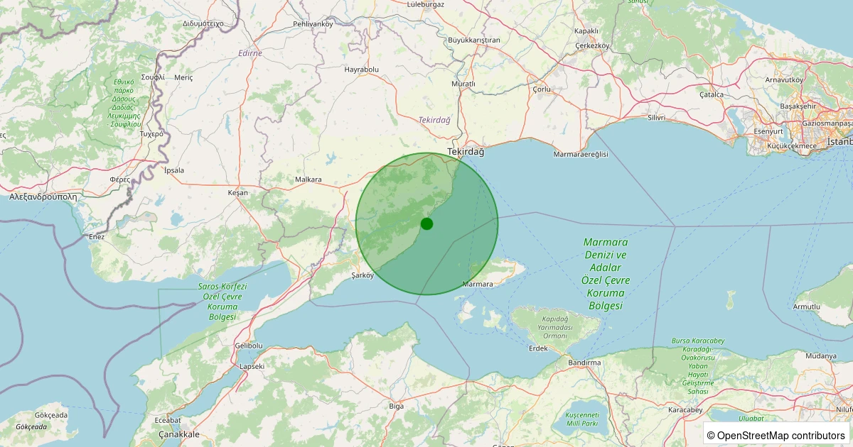10 Aralık 2025 saat 00:03 - GAZIKOY-SARKOY - 1.30ml depreminin harita gösterimi