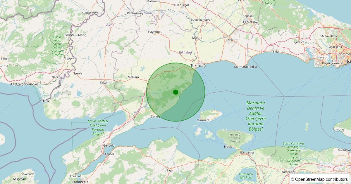 10 Aralık 2025 saat 00:03 - Süleymanpaşa - Yenice - 1.40ML depreminin harita gösterimi