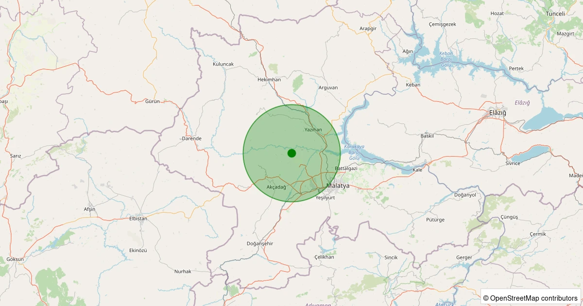 10 Aralık 2025 saat 03:07 - Akçadağ - Ilıcak - 1.90ml depreminin harita gösterimi