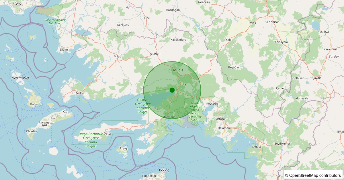 10 Aralık 2025 saat 03:39 - Menteşe - Kuyucak - 1.60ml depreminin harita gösterimi