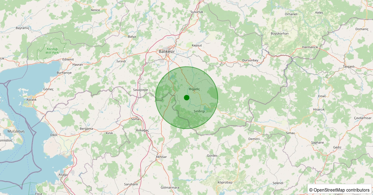 10 Aralık 2025 saat 04:37 - Sındırgı - Eşmedere - 1.50ml depreminin harita gösterimi