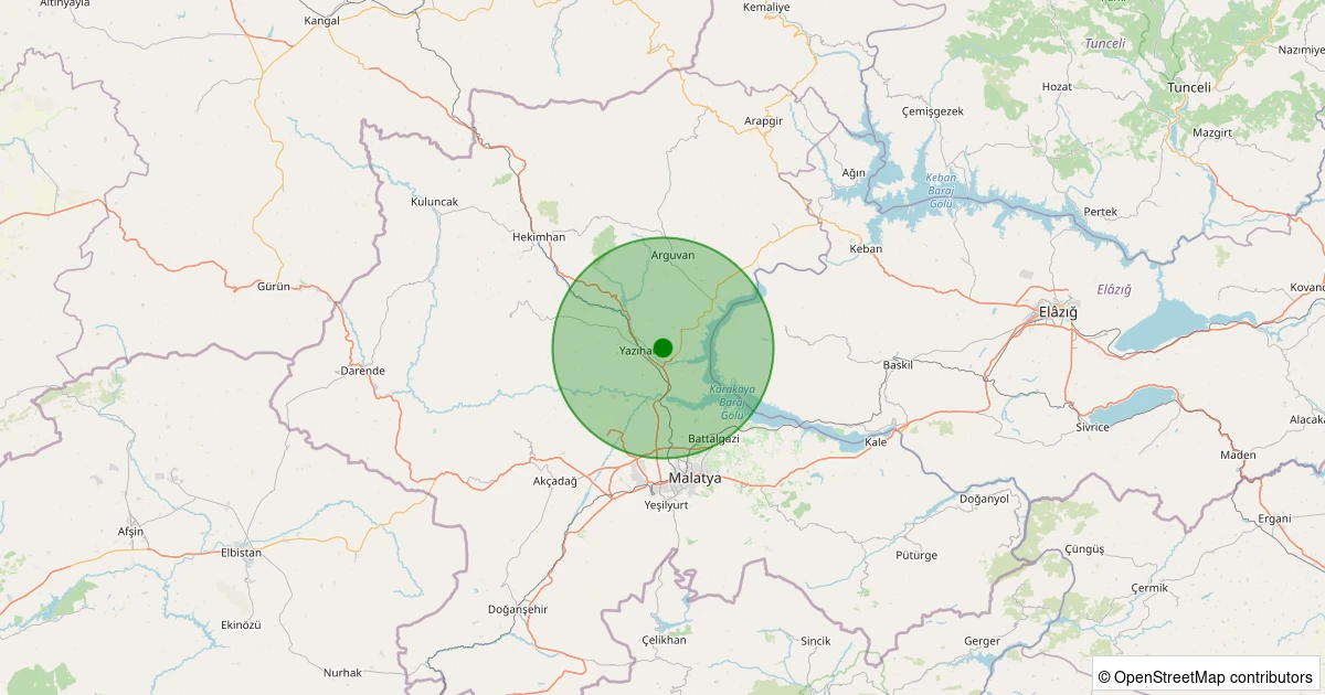 10 Aralık 2025 saat 04:28 - Yazıhan - Boyaca - 0.80ML depreminin harita gösterimi