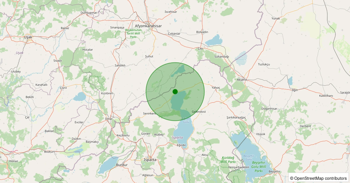 10 Aralık 2025 saat 04:57 - Yalvaç - Taşevi Köyü - 1.50ml depreminin harita gösterimi