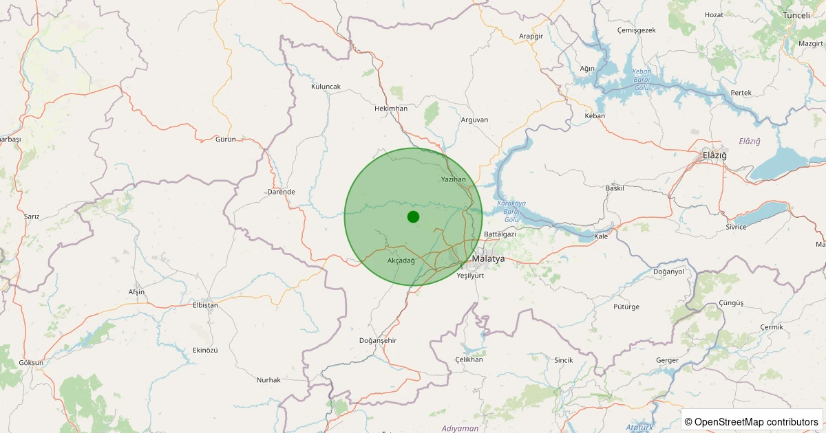 10 Aralık 2025 saat 05:19 - Akçadağ - Keklikpınar - 1.30ml depreminin harita gösterimi