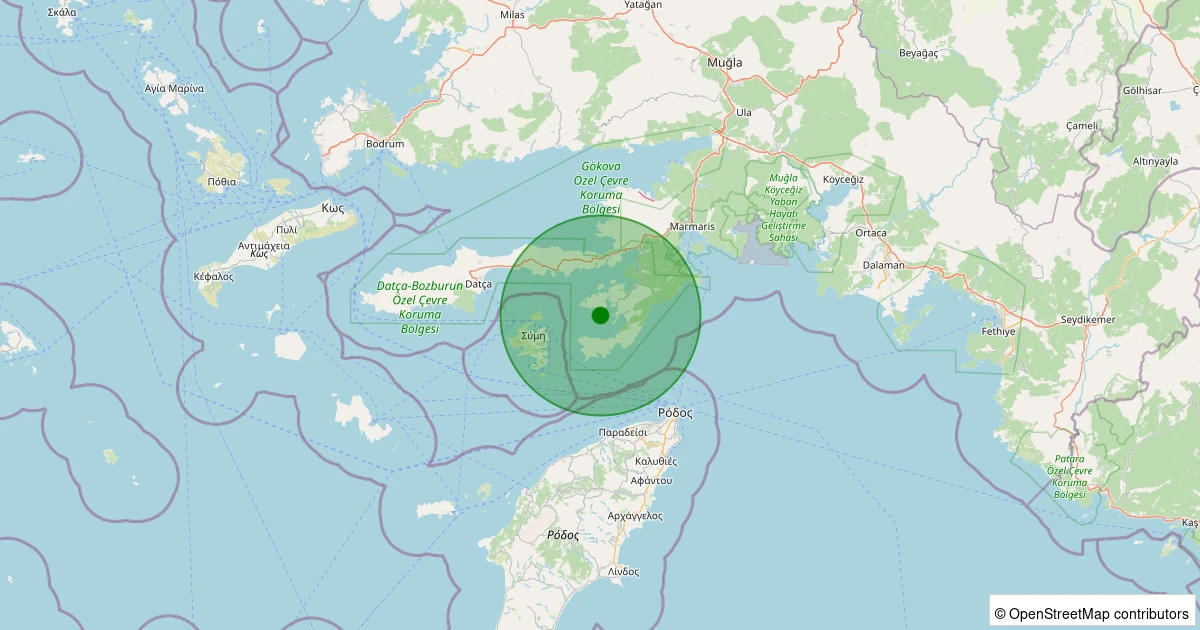10 Aralık 2025 saat 06:51 - Ege Denizi - [04.37 km] Marmaris (Muğla) - 1.60ML depreminin harita gösterimi