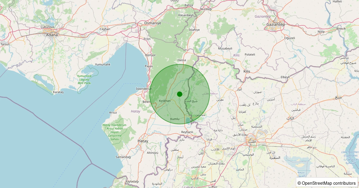 10 Aralık 2025 saat 10:13 - Kırıkhan - Çorum Köyü - 2.40ml depreminin harita gösterimi