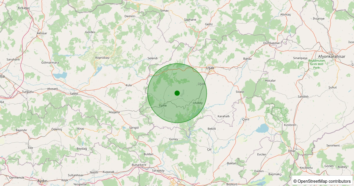 10 Aralık 2025 saat 12:13 - Eşme - Bekişli Köyü - 0.90ML depreminin harita gösterimi