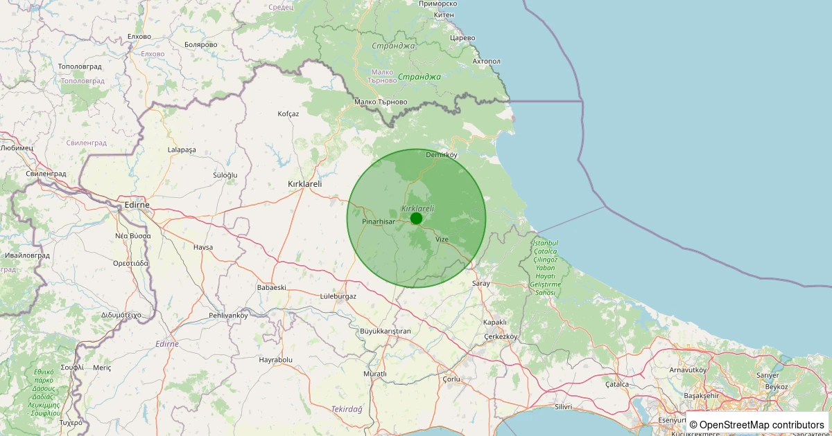 10 Aralık 2025 saat 12:13 - Vize - Soğucak Köyü - 0.70ML depreminin harita gösterimi