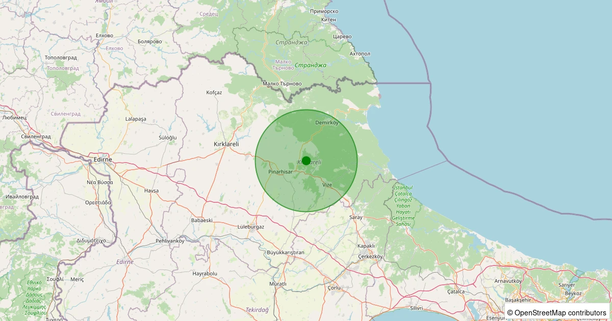 10 Aralık 2025 saat 12:05 - Pınarhisar - İslambeyli Köyü - 0.80ML depreminin harita gösterimi